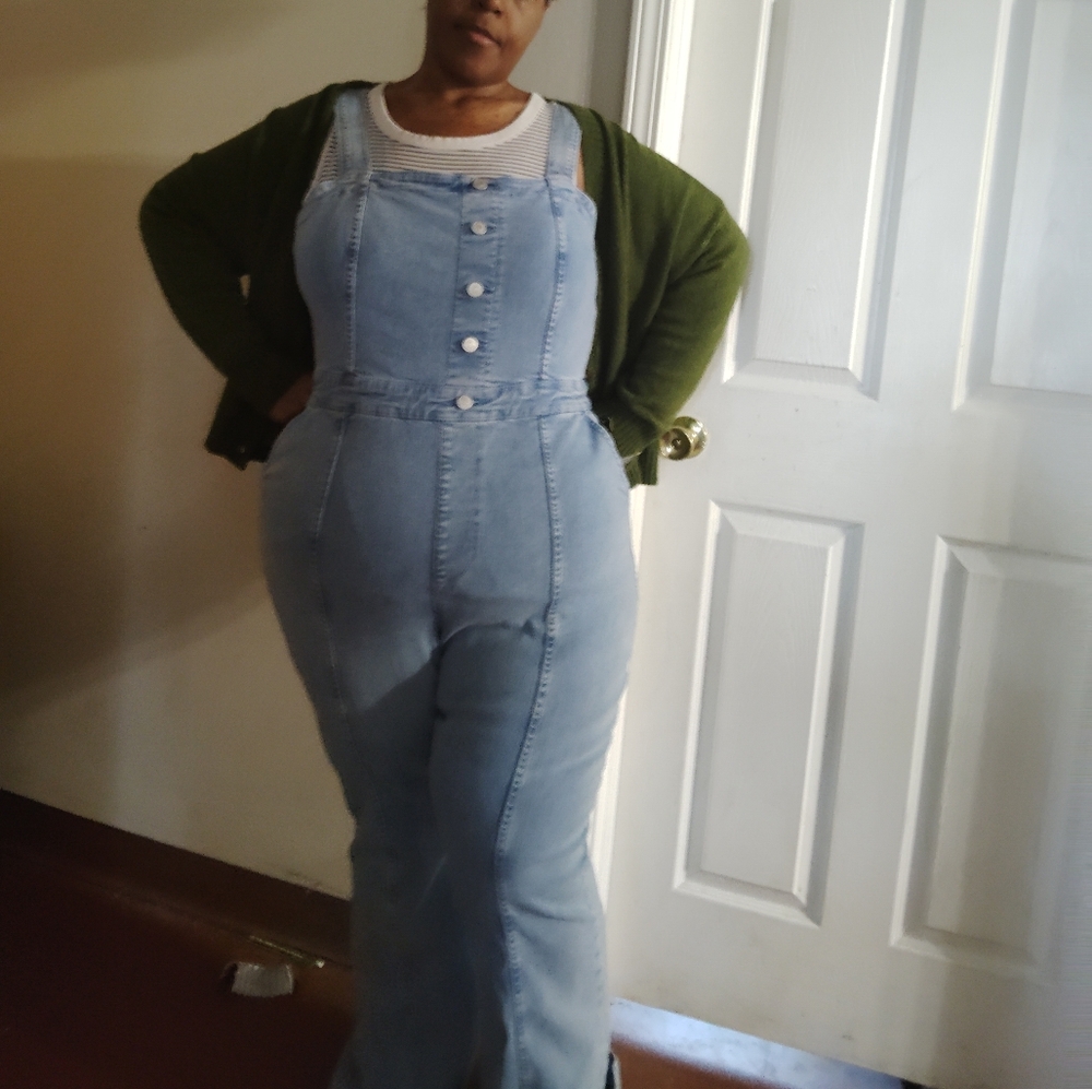 Women'sBlue Denim Overalls Size 17 But Extremely Stretchy I Normally Wear 20